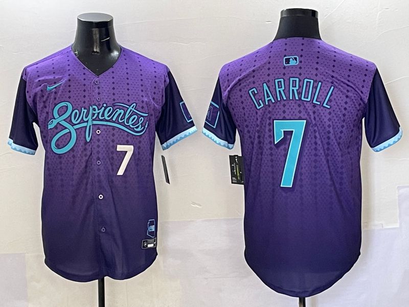 Men Arizona Diamondback #7 Carroll Purple Joint Name 2025 Nike MLB Jersey style 3->arizona diamondback->MLB Jersey